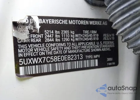 2014 BMW X3 xDrive35I из США, поврежденный, VIN 5UXWX7C58E0E82313